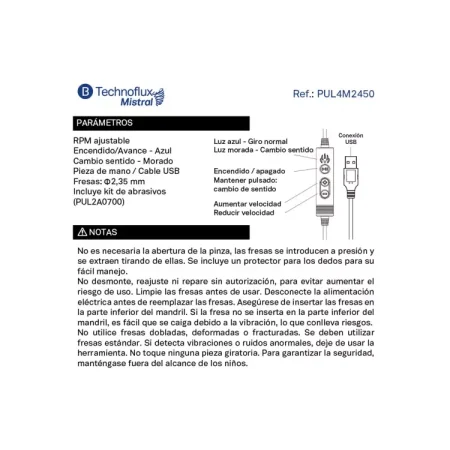 Micromotor portatil USB PEN MISTRAL TECHNOFLUX 16000 rpm - Imagen 6